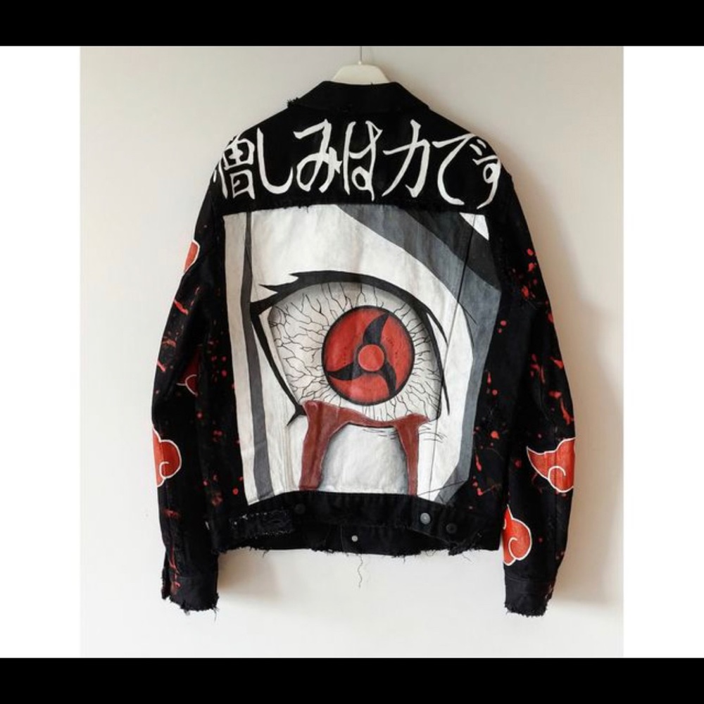 Custom jean jacket Itachi Uchiha Mangekyou Sharingan